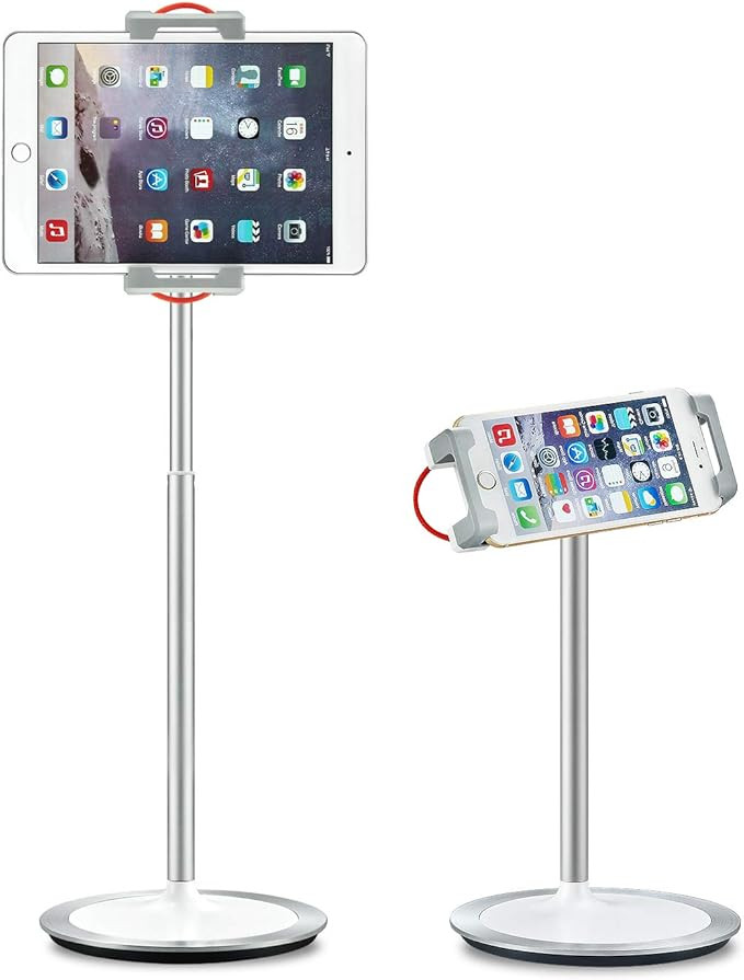 SAIJI Tablet Stand Holder, Height Adjustable, 360 Degree Rotating, Aluminum Alloy Cradle Mount Do... | Amazon (US)
