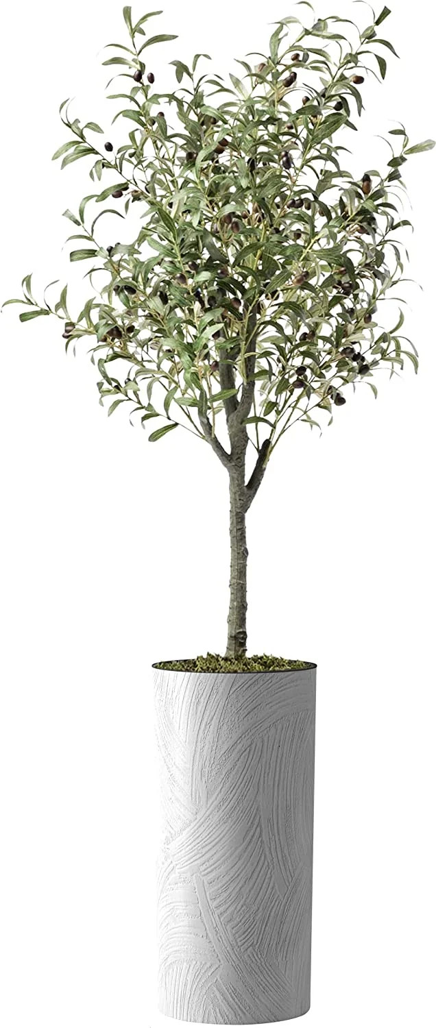 Artificial Tree in White Marble Effect Planter, Fake Olive Silk Tree for Indoor and Outdoor Home ... | Walmart (US)