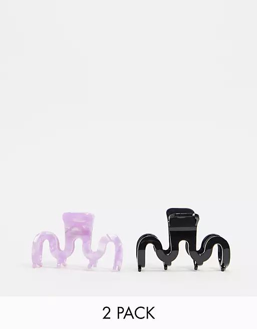 ASOS DESIGN 2 pack hair claws in black and pink | ASOS (Global)