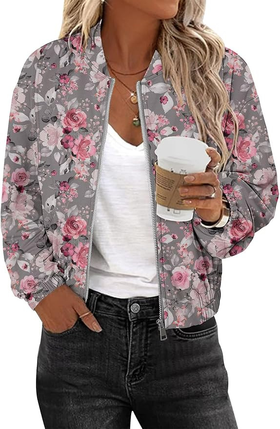 KISSMODA Women Windproof Jacket Zip Up Overcoat Lightweight Casual Long Sleeve Coat Fall Fashion ... | Amazon (US)