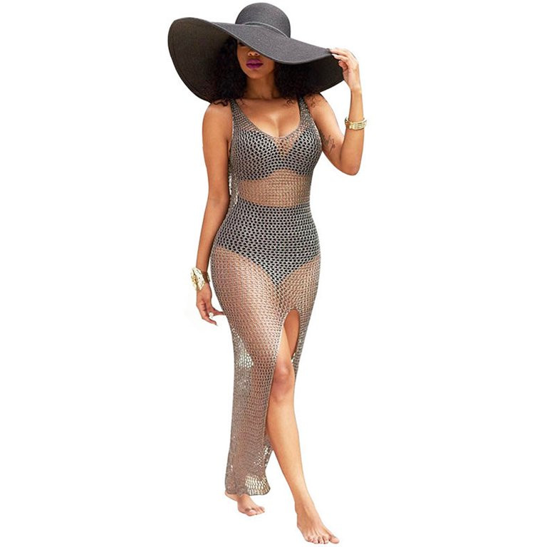 Women Swimsuit Cover Ups Casual See Through Sheer Long Maxi Dresses for Swimwear | Walmart (US)