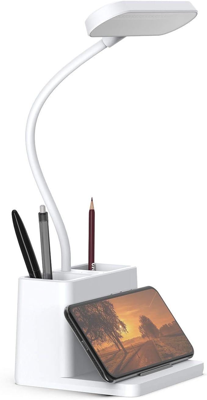 AXX Small Desk Lamps for Home Office, White Desk Light for Kids, LED Desktop/Computer Study Lamps... | Amazon (US)
