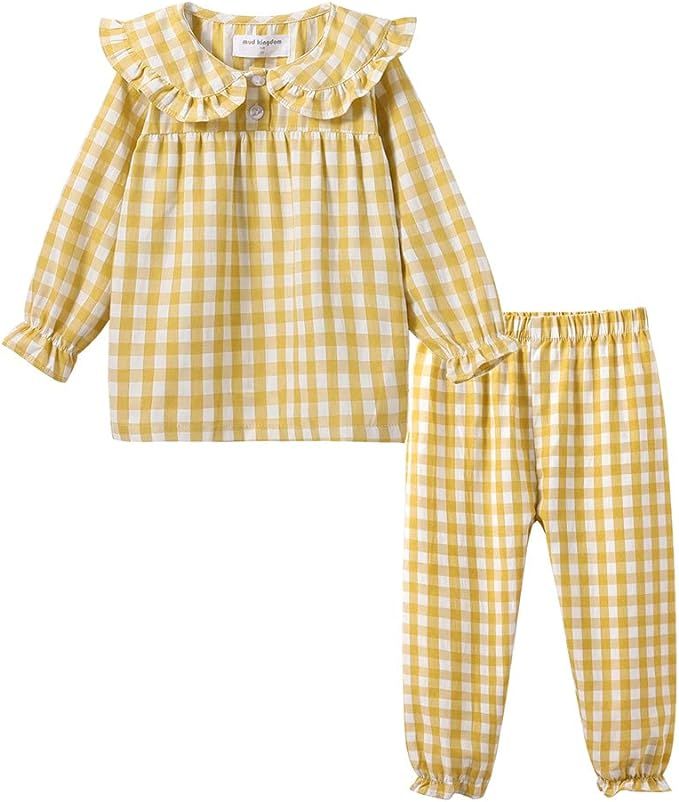 Mud Kingdom Boutique Girls Boys Pajamas Set Collared Long Sleeve Sleepwear | Amazon (US)