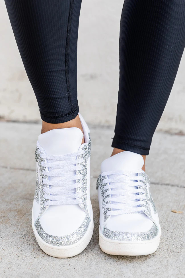 Duckie Silver Glitter Star Sneakers | Pink Lily