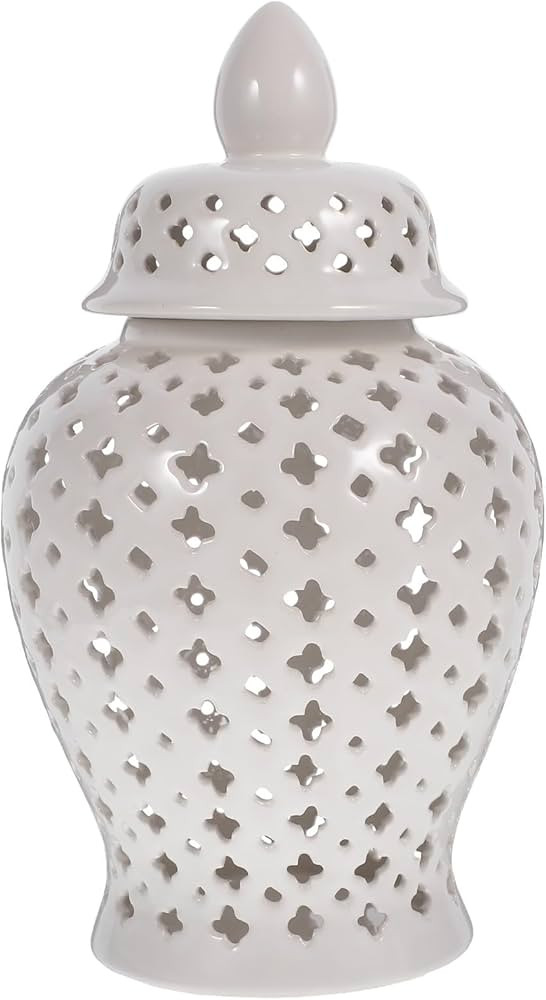 Luxshiny Lattice Ginger Jar 15 * 28CM Ceramic Decorative Jar with Lid Decorative Temple Jar with ... | Amazon (US)