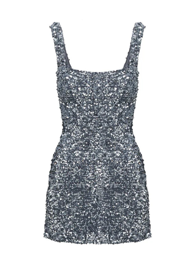 Miss Me Sequin Mini Dress Silver | Princess Polly US