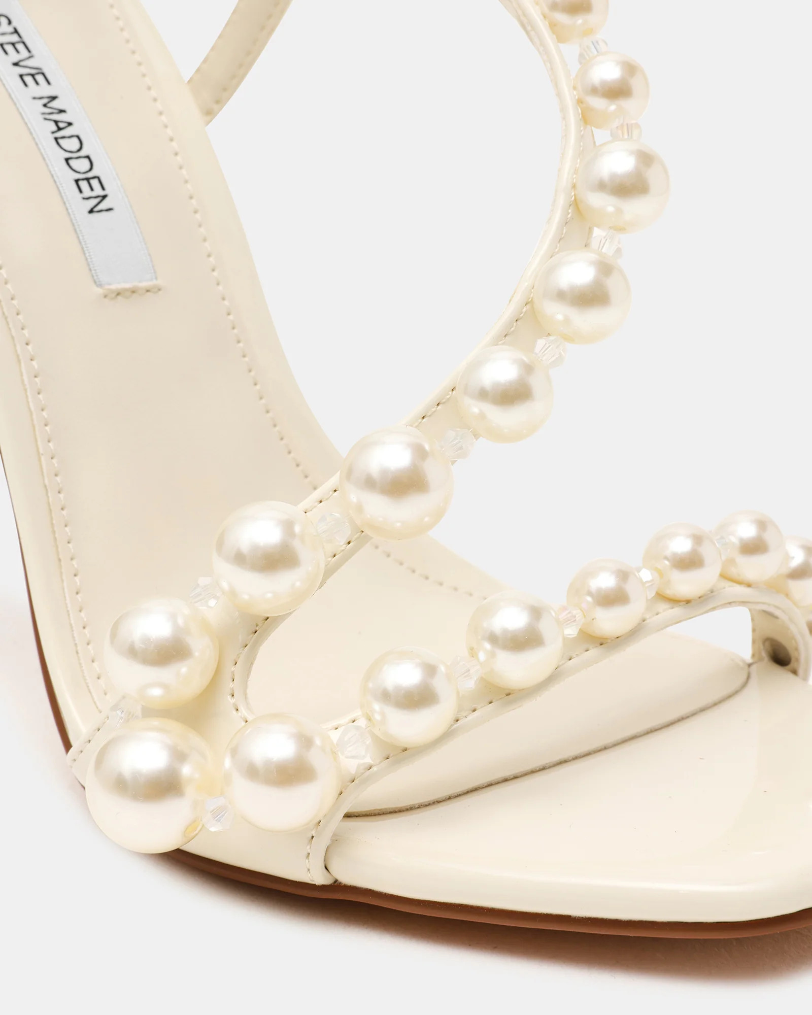 NYLIE White Strappy Square-Toe Embellished Women's Heel | Steve Madden (US)