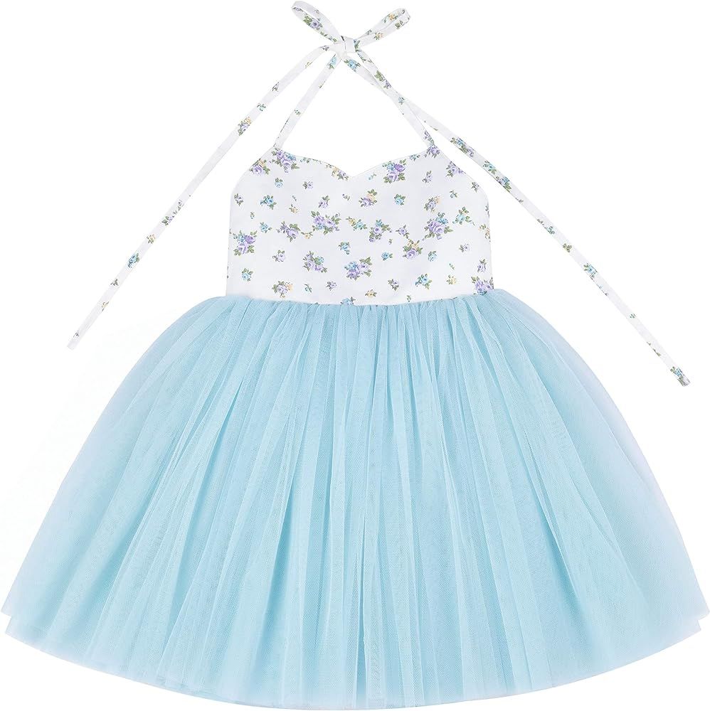 Flofallzique Summer Baby Girls Tulle Dress Floral Wedding Birthday Tea Party Special Occasion Inf... | Amazon (US)