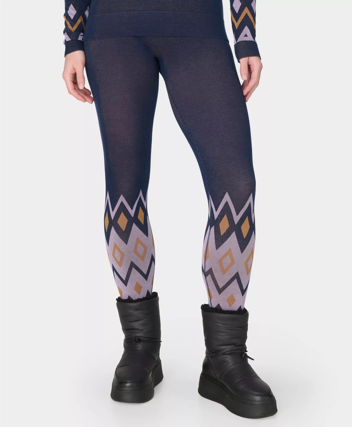 Modal Jacquard Base Layer Legging - Purple Geo Bottom Jacquard | Women's Leggings | Sweaty Betty | Sweaty Betty UK