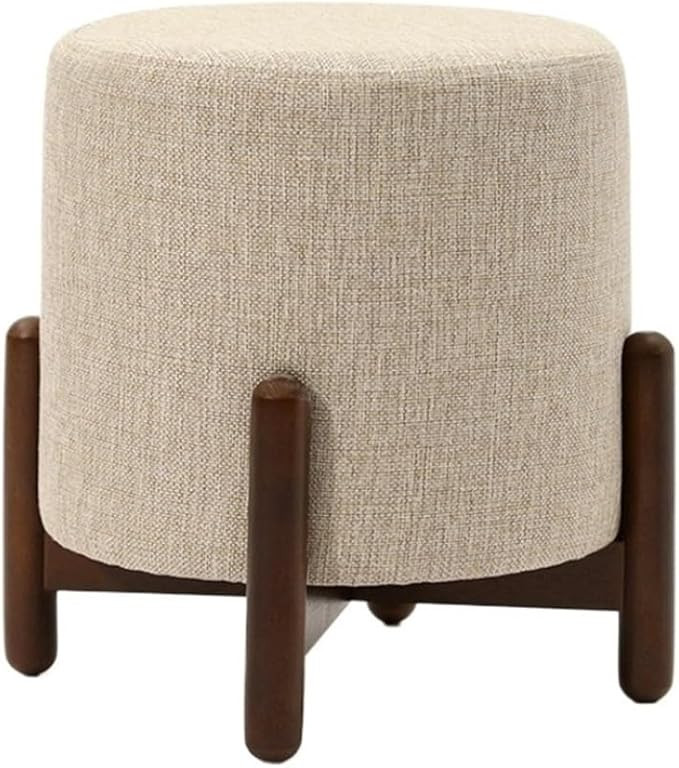 Small Ottoman, Creative Shoe-Changing Stool, Fabric Round Stool, Fabric Padded Seat Footstool Ott... | Amazon (US)