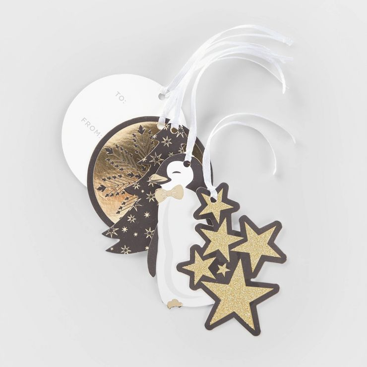 16ct Penguin/Star/Snowflake/Tree Gift Tag Black - Wondershop™ | Target