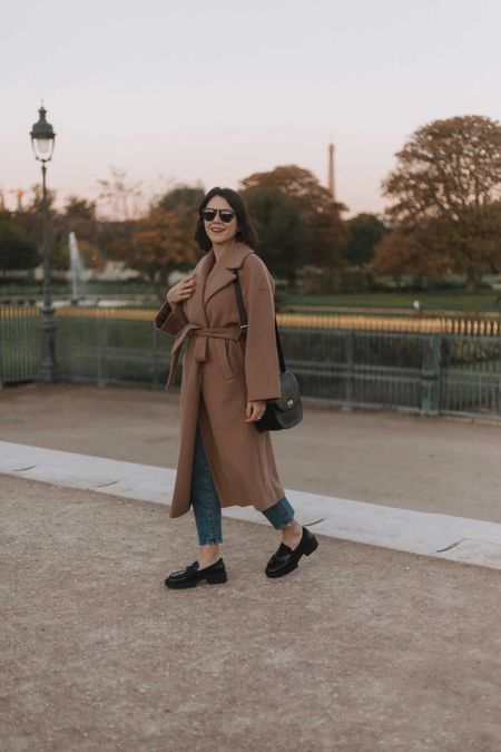 Camel coat with black loafers and black accessories. Fall outfits for Paris 

#LTKstyletip #LTKshoecrush #LTKitbag