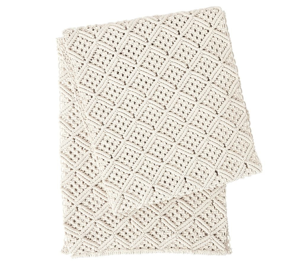 Macrame Cotton Table Runner - Natural | Pottery Barn (US)