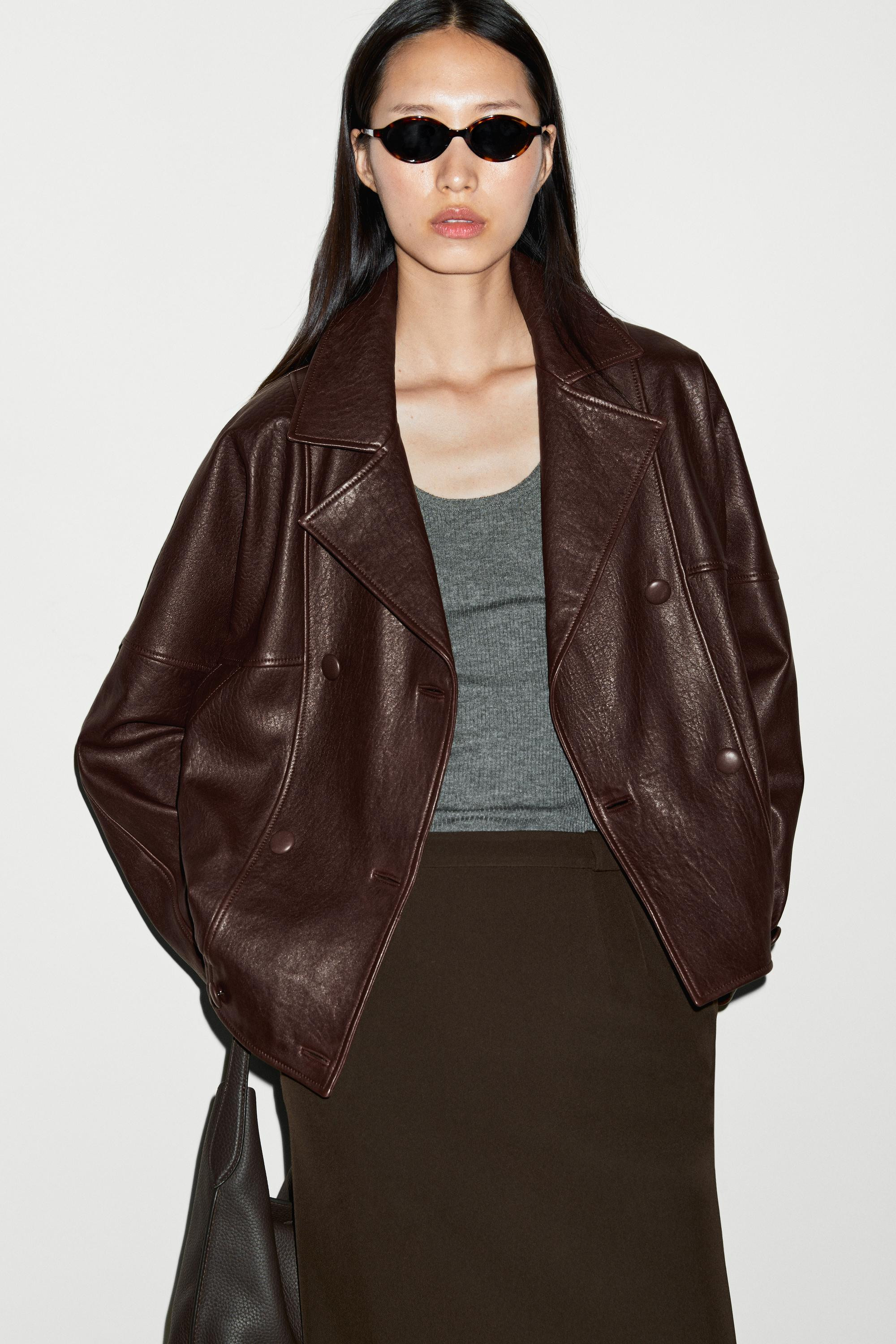 Nappa leather bomber jacket | Massimo Dutti UK
