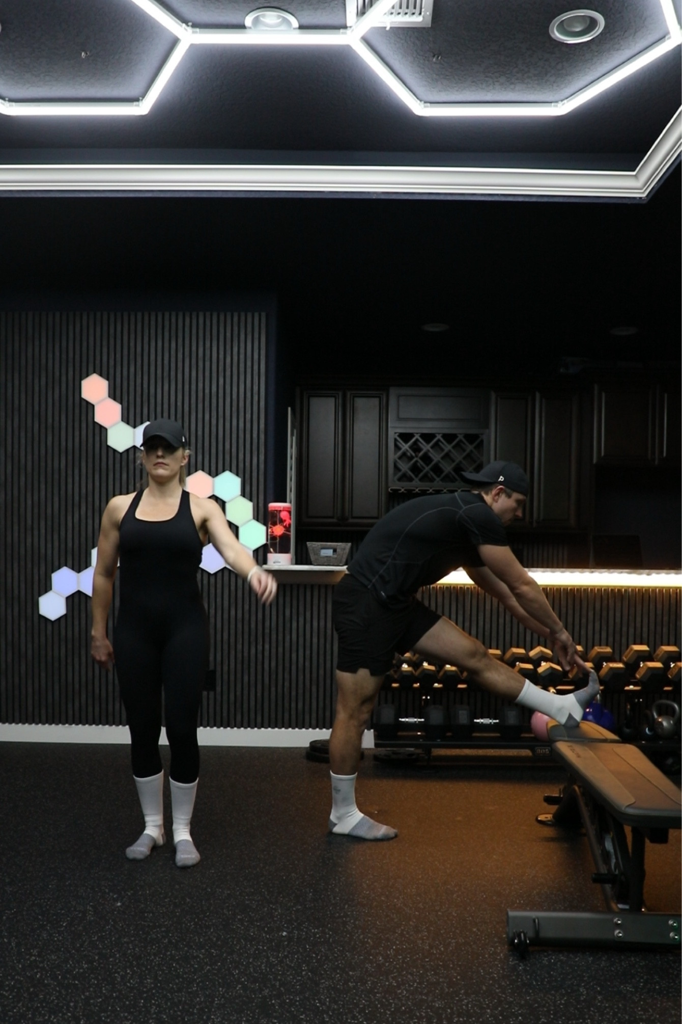 Our gym fits - love this compression jumpsuit and my partner always wears this compression shirt and running/workout shorts 

BOMBAS SOCKS for 21% use code DHART21

#LTKFindsUnder50 #LTKFitness #LTKActive