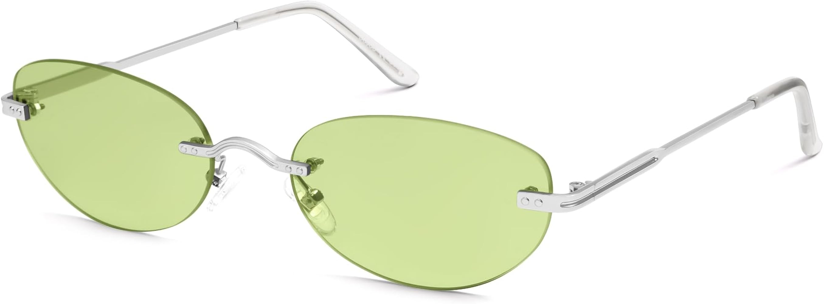 SOJOS Retro Small Oval Sunglasses Womens Trendy Rimless Sun Glasses Vintage Narrow Shades SJ1242 | Amazon (US)