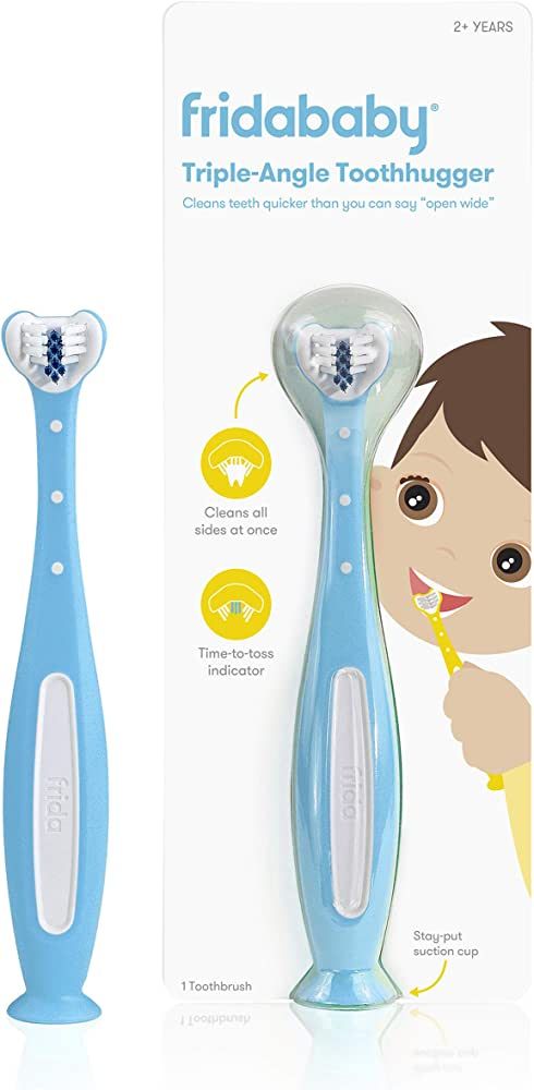 Frida Baby Triple-Angle Toothhugger Training Toothbrush for Toddler Oral Care, Blue | Amazon (US)