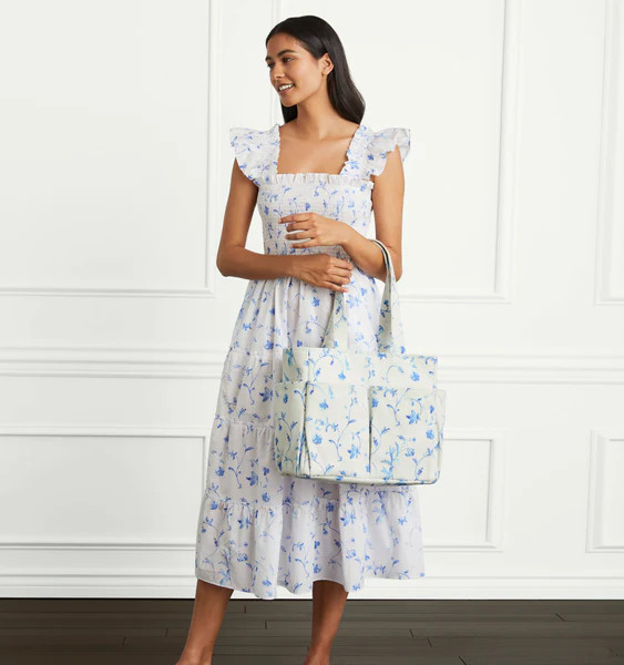 The Market Tote - Blue Botanical Cotton Canvas | Hill House Home