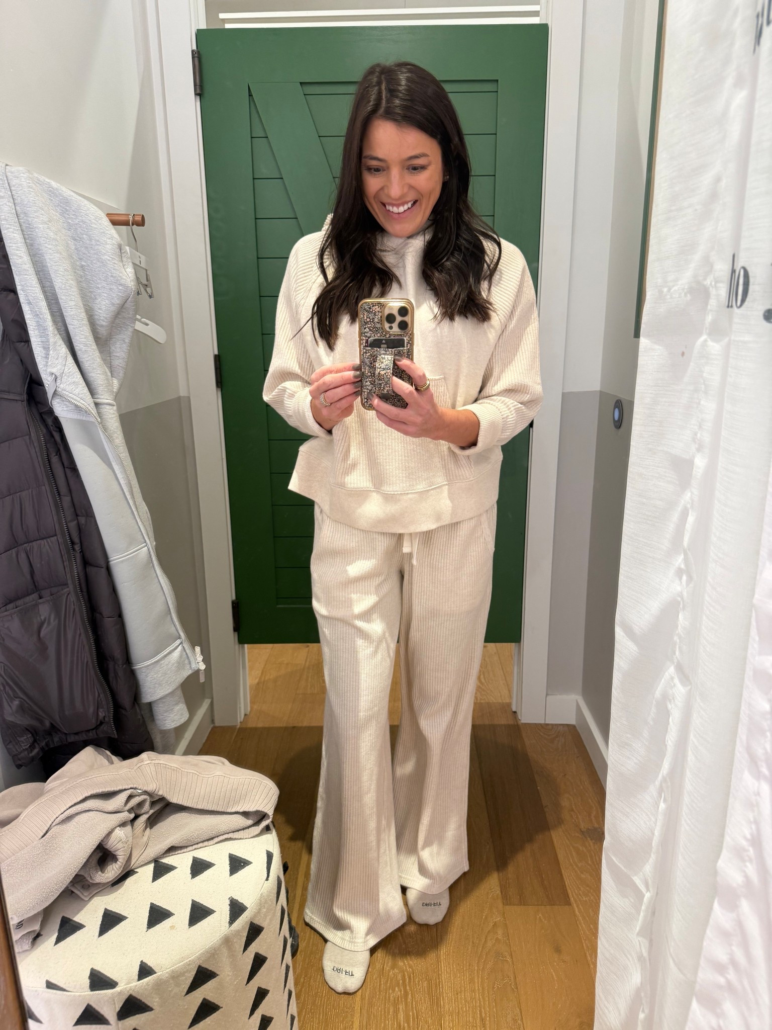 I fell in love today. I am wearing a medium in the waffle knit pants, but looks like they are sold out online - I did find in store! Wearing a medium in the hoodie. The most comfortable set. 

#LTKFindsUnder100 #LTKSeasonal #LTKootd