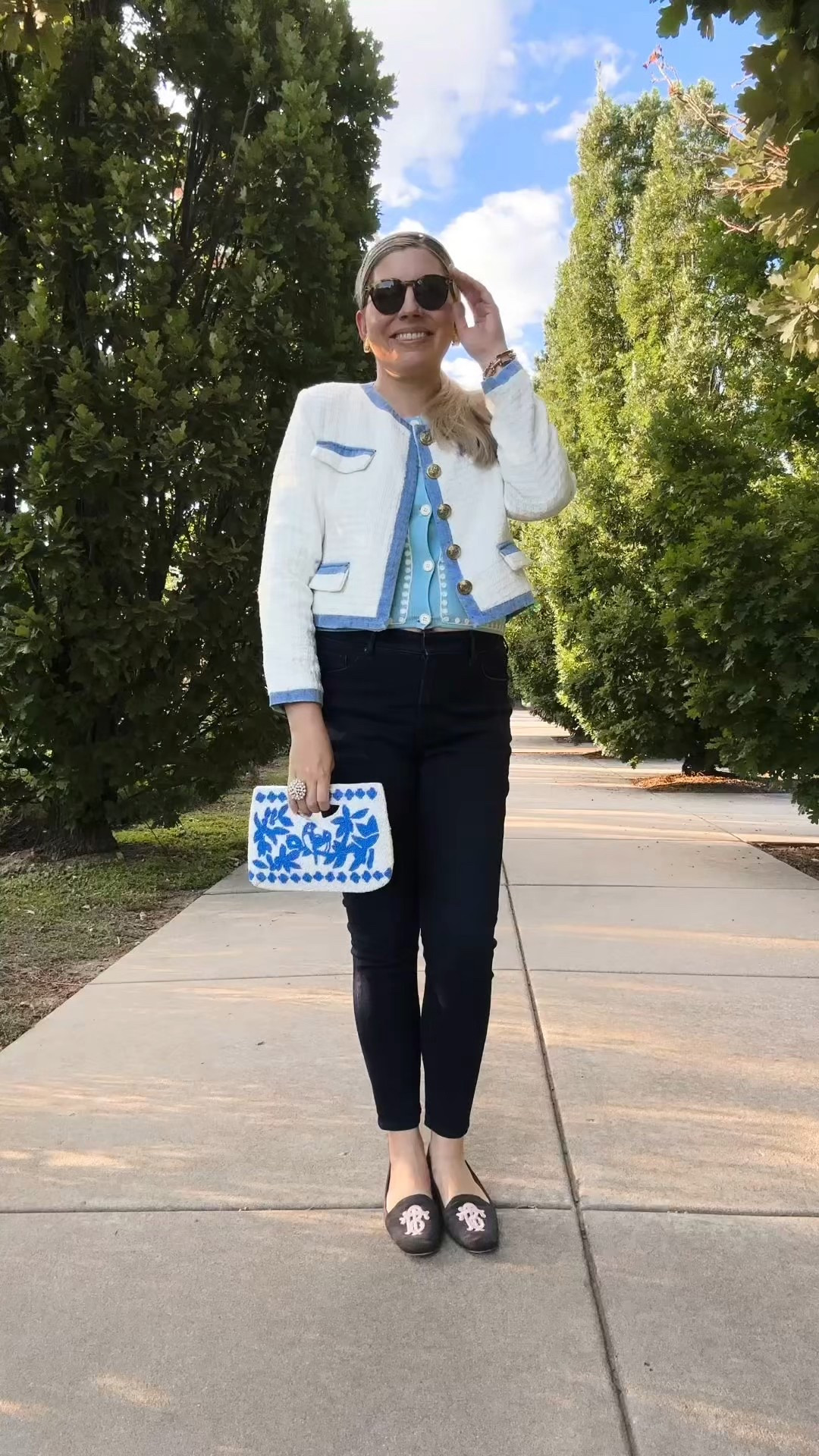 Look 7 - The Coco Cabana ☕️ 
A curated style series 

This jacket might look familiar 👀
I actually wore it in another color earlier in this series in a totally different colorway. 

That’s one of my favorite styling tricks: when you find a shape or silhouette that really works for you, it’s worth grabbing it in another colorway or fabrication. It makes outfit planning so much easier because you already know it complements your wardrobe and fits the way you like. ✨

This is also one of the big reasons I tend to be very brand loyal - when you find something that feels right, chances are you’ll love it again when it comes back in a new version. 

If you want to give this one a try, it’s currently available for rent, and I’ve left both the link and a coupon for you over on LTK. 🛍️

This look is part of my Coco Cabana capsule: a two-week collection of feminine, classic, and playfully preppy outfits in black, white, and vibrant pops of color. Each capsule in my series explores a distinct seasonal theme, offering 10–20 curated looks designed to inspire your own wardrobe rotation. 💫

Use my link to get $$ off at Rent the Runway!

Jacket - Alexia Admor (linked)
Sweater Top - Avara (linked)
Jeans - Express (similar linked)
Loafers - Tory Burch (link to a similar pair you can customize!)
Bag - Sincerely Jules (linked)
Headband - Vintage
Earrings - Vintage Givenchy (linked)
Bracelet - Rocksbox
Ring - Stella & Dot (similar linked)
Sunglasses - Tom Ford (linked)

#LTKStyleTip 

Comment SHOP below to receive a DM with the link to this post on my LTK ⬇ https://liketk.it/5rjHD #ltktall #ltkseasonal

#LTKSaleAlert #LTKFindsUnder100 #LTKootd