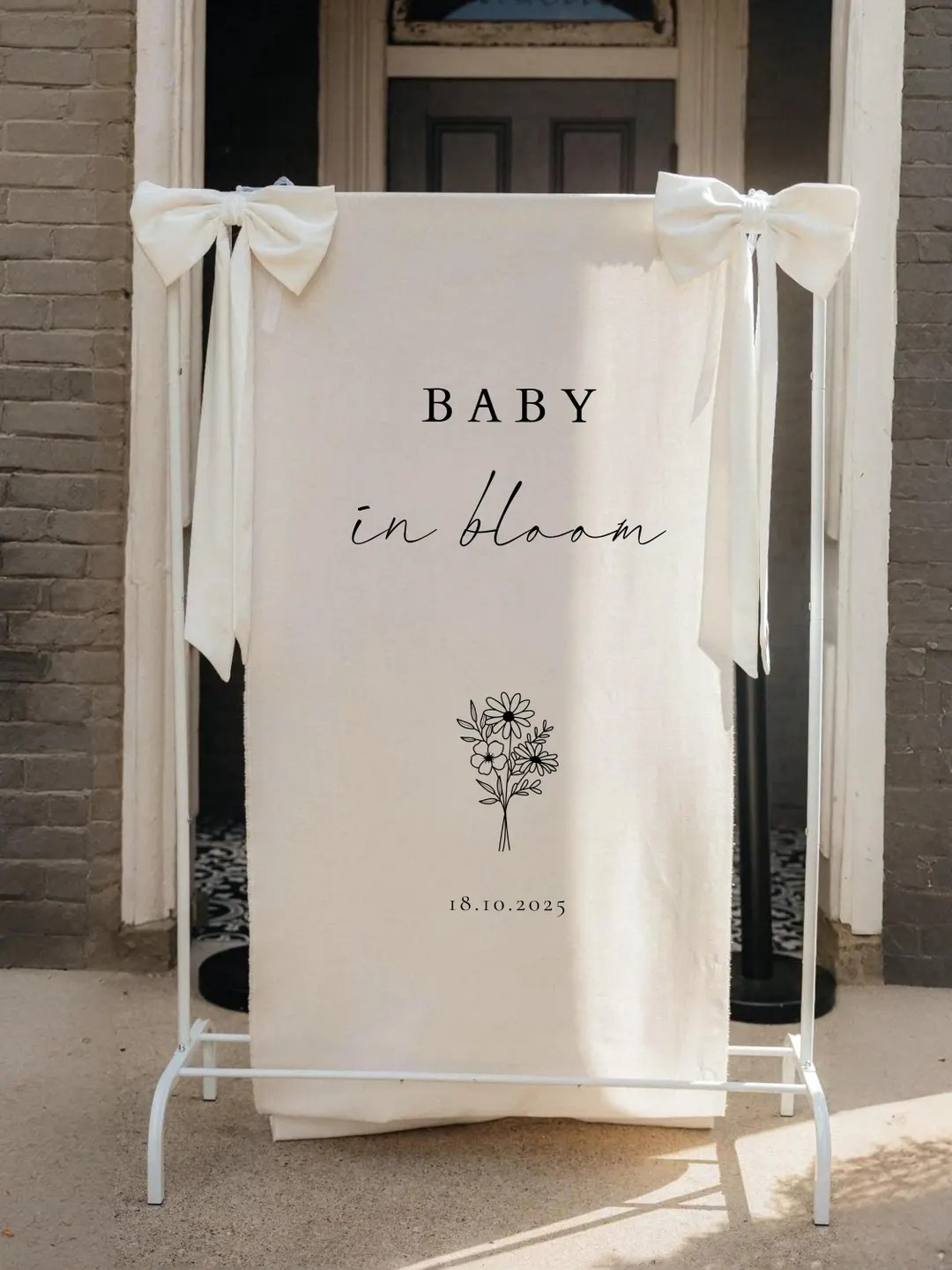 Baby in Bloom Baby Shower Fabric Sign, Personalized Decor | Etsy (US)