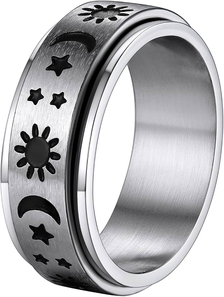 Supcare Men Women Fidget Rings Stainless Steel Rotatable Band Rings,Viking / Celtic/ Sun Moon/ Sa... | Amazon (CA)