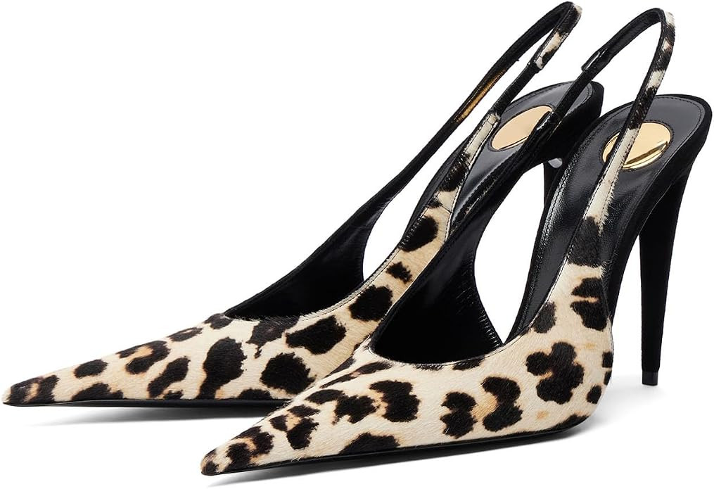 Yishaweiqi Leopard Slingback Heels for Women Pointed Toe Stiletto High Heel Pumps | Amazon (US)