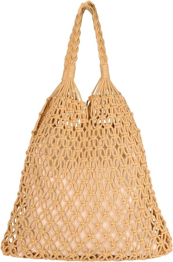 Buywis Women's Beach Weaving Handbag Woven Mesh Shoulder Bag Handmade Tote Bag | Amazon (CA)