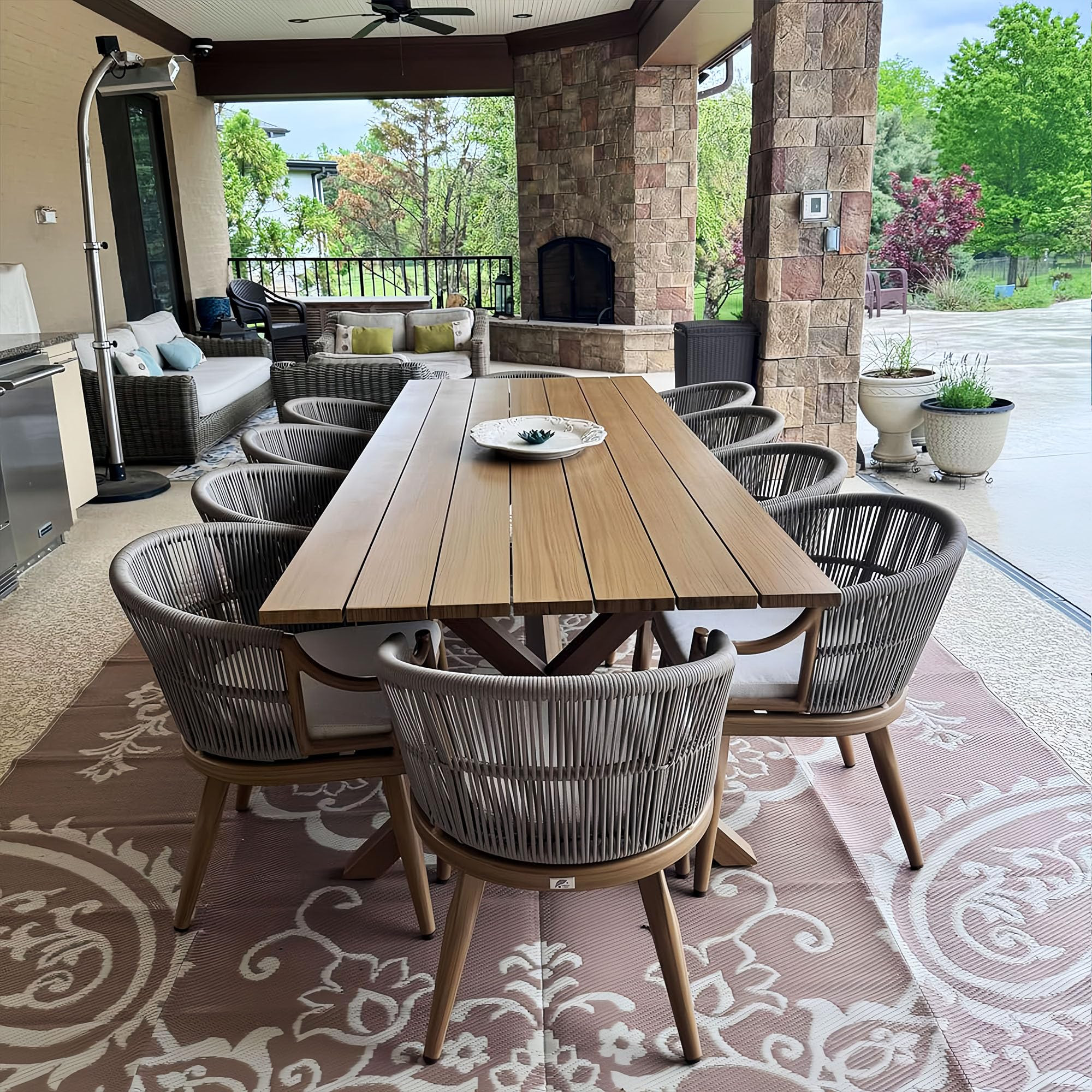 PURPLE LEAF 11 Pieces Outdoor Dining Set All Weather Wicker Patio Dining Set with Rectangular Alu... | Amazon (US)