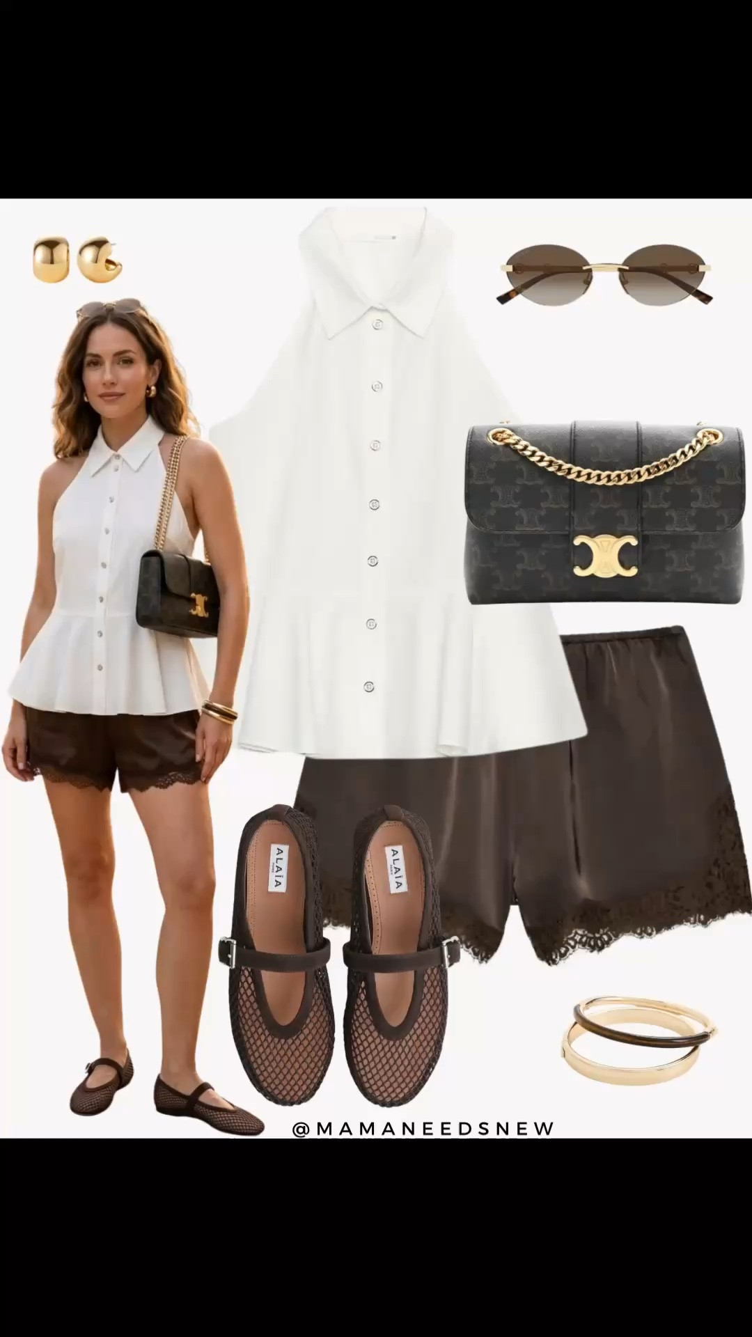 A late spring to summer outfit with a peplum halter shirt, lace trim shorts, mesh Maryjane flats, shoulder bag 🤎

#LTKootd #LTKSeasonal #LTKSaleAlert