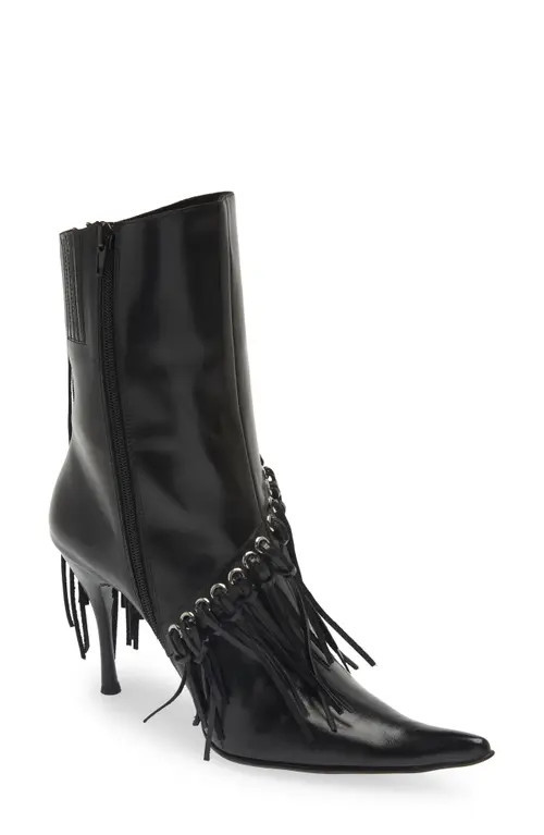 Jeffrey Campbell Benefits Fringe Pointed Toe Boot in Black at Nordstrom, Size 9.5 | Nordstrom