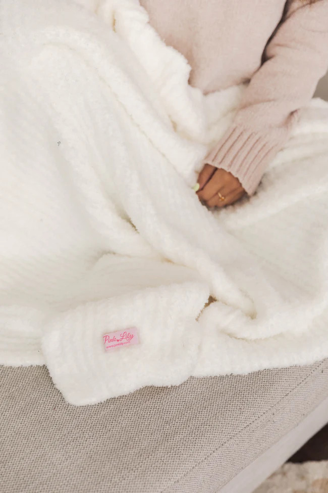 Maybe I'll Stay Fuzzy Cream Blanket | Pink Lily