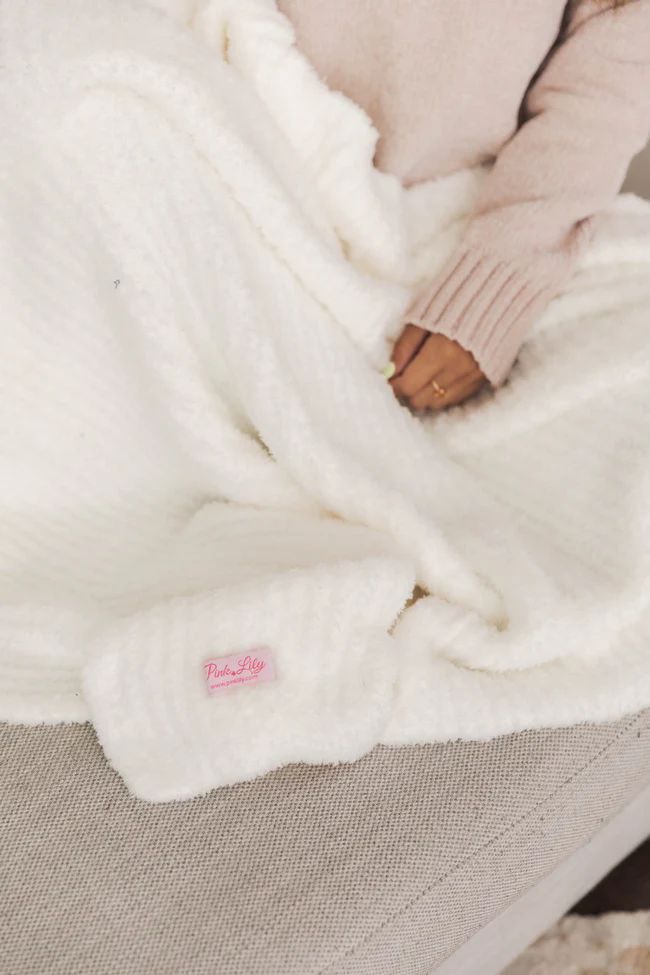 Maybe I'll Stay Fuzzy Cream Blanket | Pink Lily