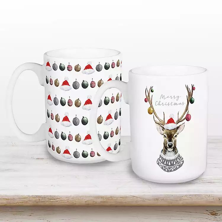 Sweater Deer Mugs, Set of 2 | Kirkland's Home