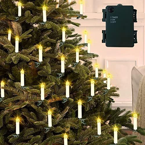 BSGlobal Christmas Tree Flameless Candle Lights Battery Operated, 30 LED Candle Indoor Lights 270... | Amazon (US)