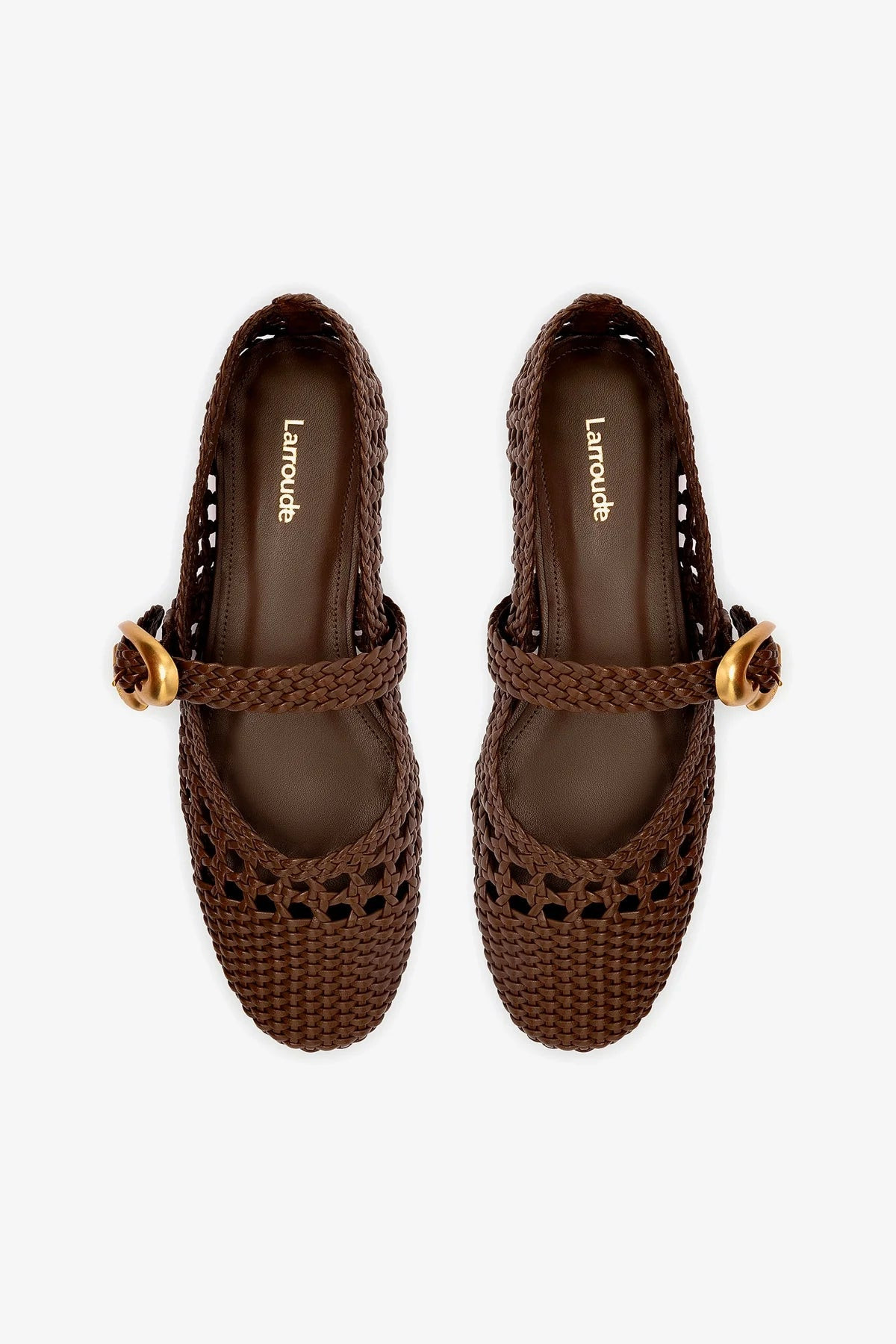 Verona Macrame Ballet Flat In Burnt Umber Leather | Larroude