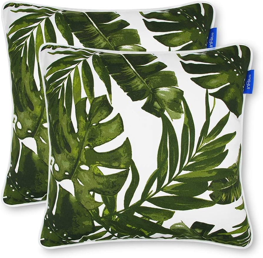Patio Outdoor/Indoor Decorative Throw Pillow Water Repellent Set of 2 Square Pillow for Patio Gar... | Amazon (US)