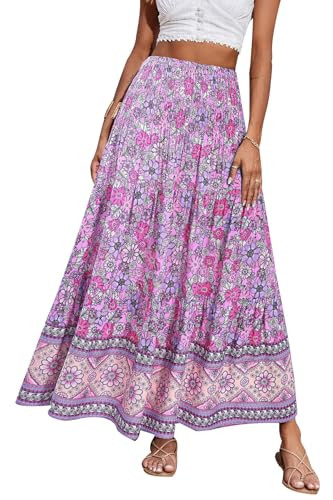 Summer Maxi Skirts for Women 2026 Fashion Boho Long Skirt Trendy Floral High Waist A Line Beach S... | Amazon (US)
