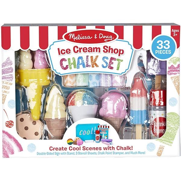 Melissa & Doug Sweet Shop Multi-Colored Chalk and Holders Play Set - 33 Pieces, Great Gift for Gi... | Amazon (US)