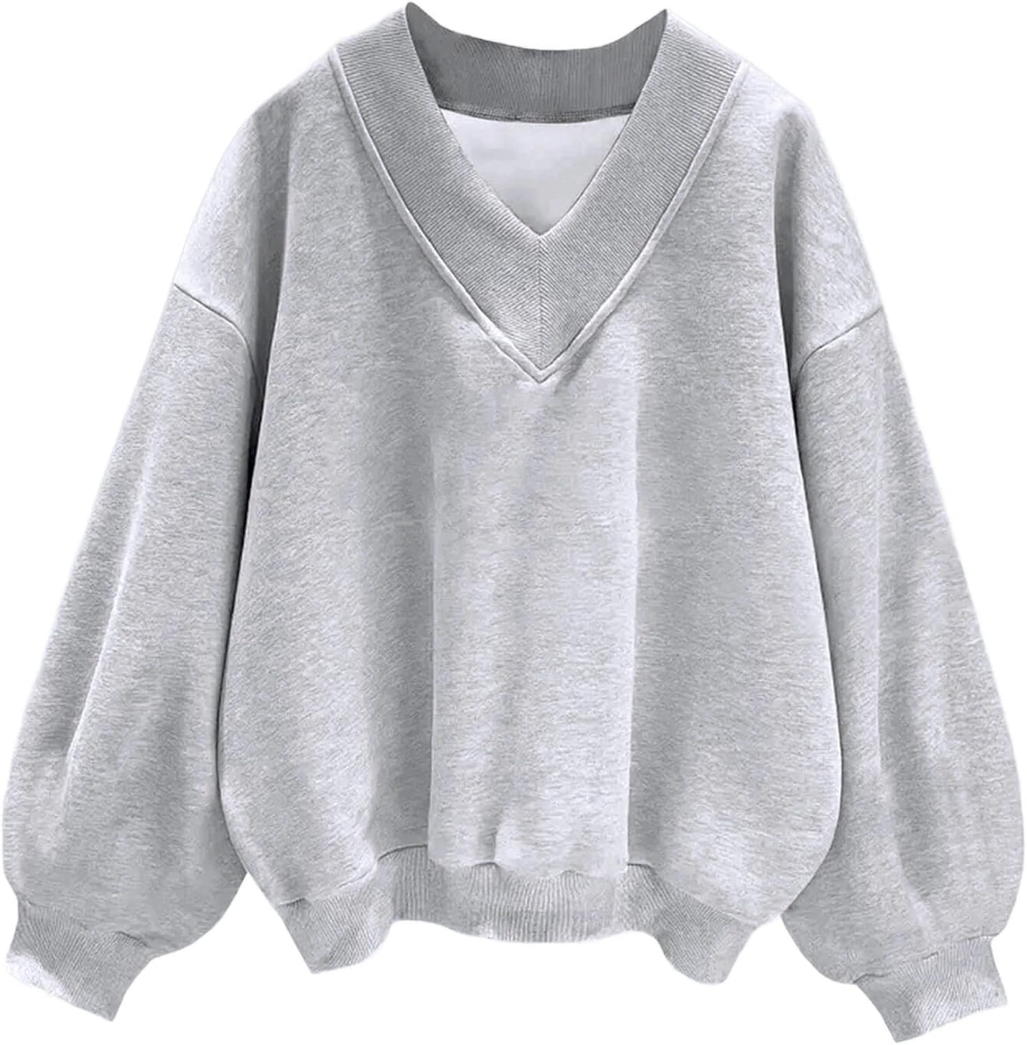 Hilinker Womens V Neck Oversized Sweatshirts Long Sleeve Pullover | Amazon (US)