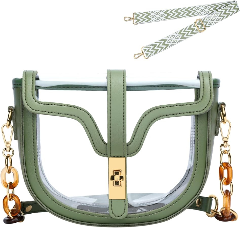 KKXIU Clear Crossbody Bag for Women Stadium Approved Vegan Leather Concert Shoulder Sports See-Th... | Amazon (US)