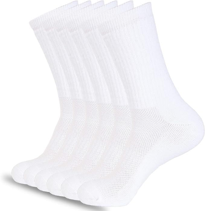 1SOCK2SOCK - Unisex 6 Pack Athletic Performance Crew Socks - Cotton Blend with Moisture Wicking, ... | Amazon (US)