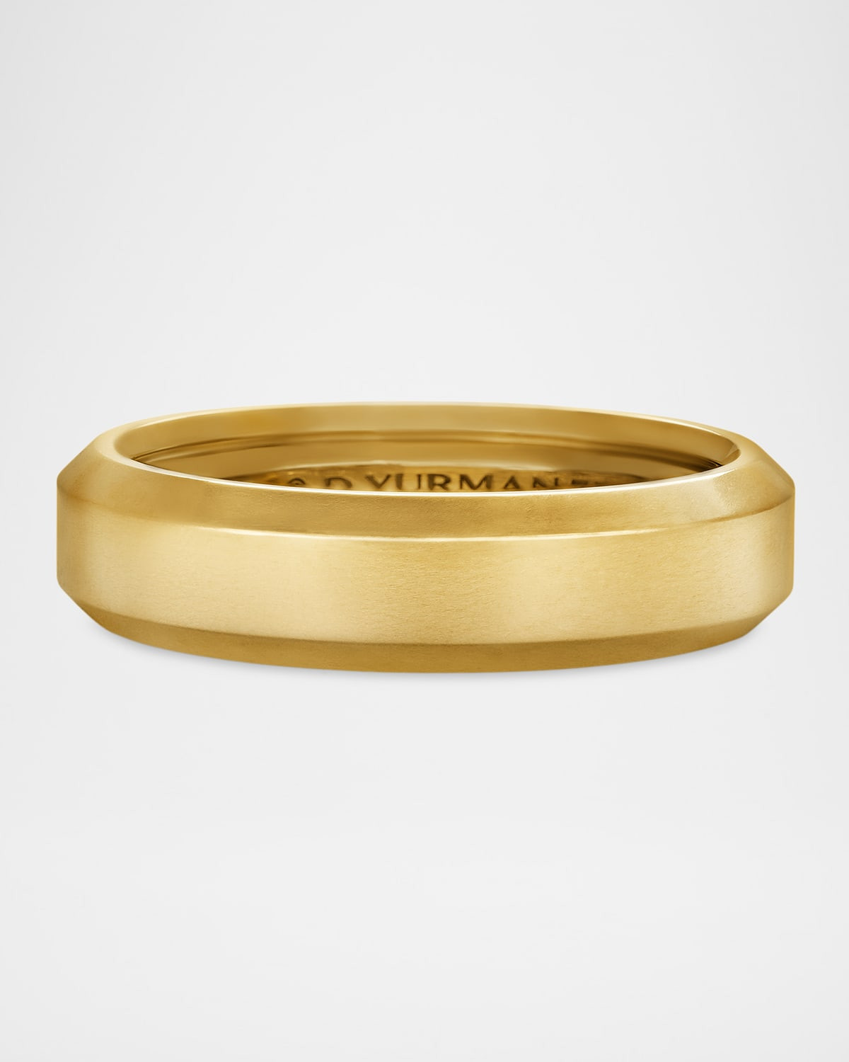 Men's Beveled Edge 18k Gold Band Ring | Neiman Marcus