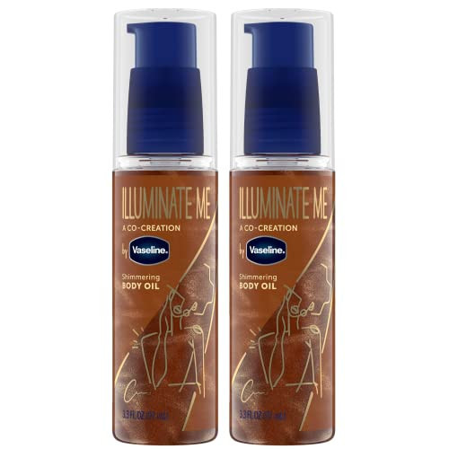 Vaseline Illuminate Me Shimmering Body Oil 3, Travel-Friendly 2-Pack – Glow Up Essentials for Melanin-Rich Skin, 3.3 Oz Ea | Amazon (US)