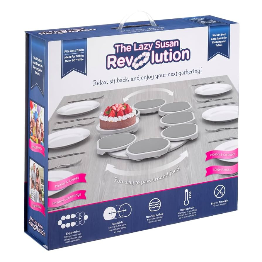 Full Set - Light Gray - The First Patented Lazy Susan Turntable Expandable for Rectangular & Oblo... | Amazon (US)