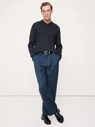 Straight Pleated Twill Dress Pant | Banana Republic (US)