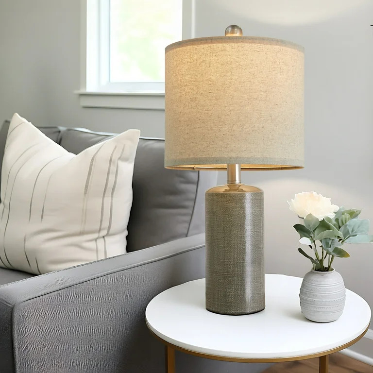 Oneach 20.25" Modern Table Lamp Set of 2 Gray Ceramic Bedside Nightstands Lamps for Bedroom Livin... | Walmart (US)