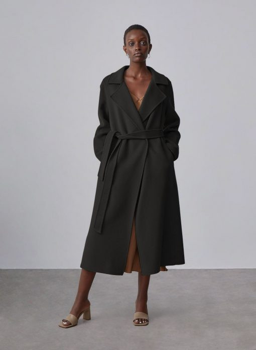 Maison Earth-Tone Belted Wool Coat | Silk Maison