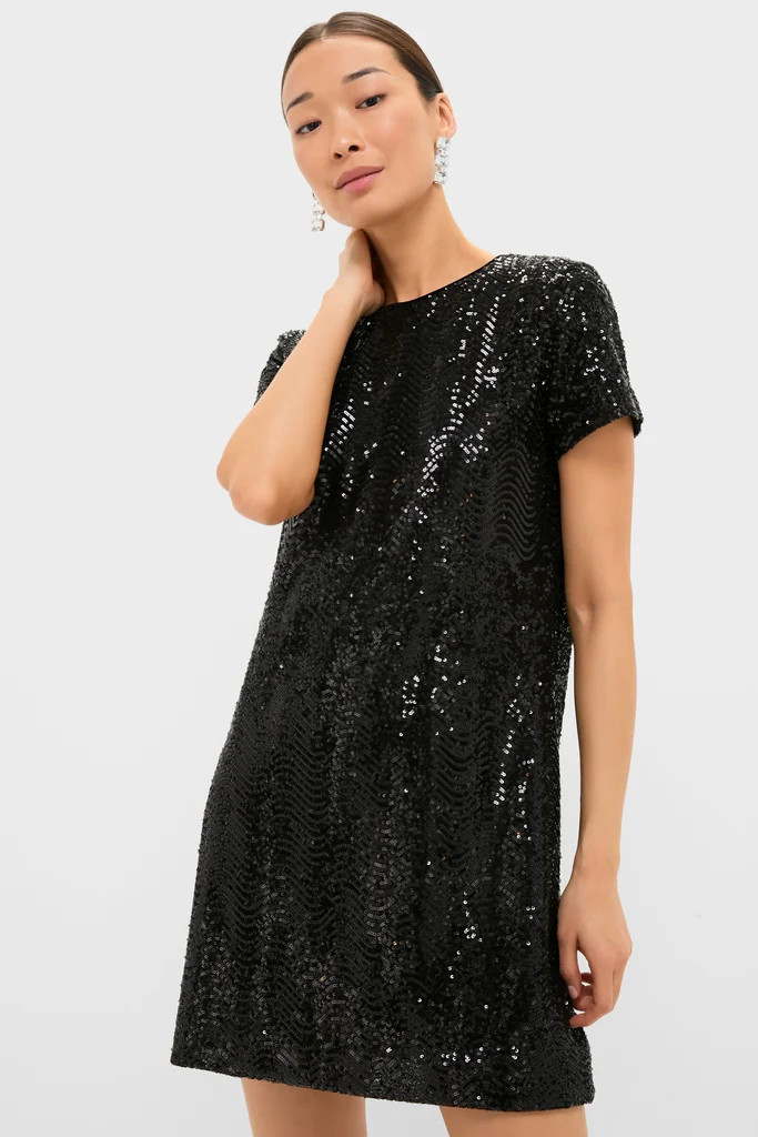 Black Sequin Roya Swing Mini Dress | Tuckernuck (US)