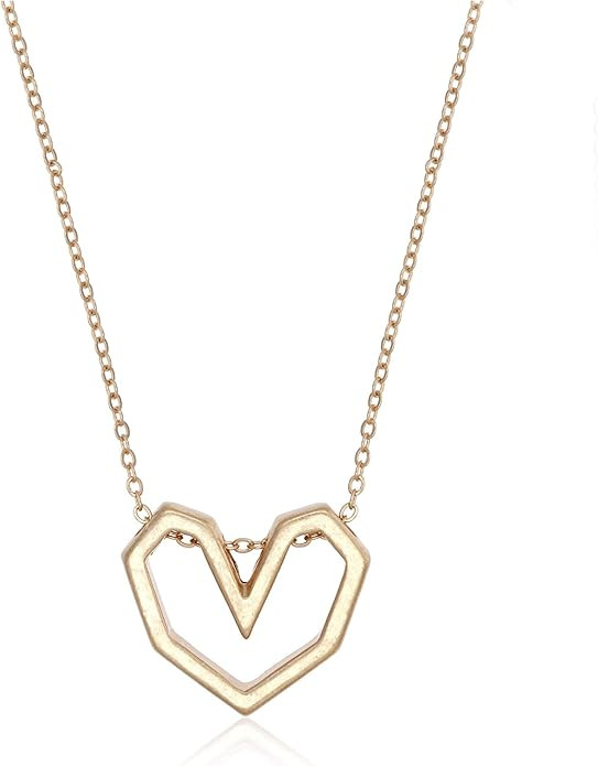 POMINA Open Gold Heart Pendant Trendy Fashion Necklace Chic CZ Love Heart Necklace for Women Teen... | Amazon (US)